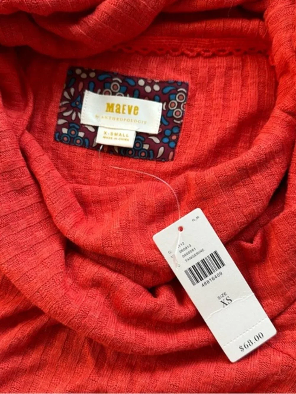 Anthropologie X Maeve | Winterscape Peplum tangerine top | Size Extra Small